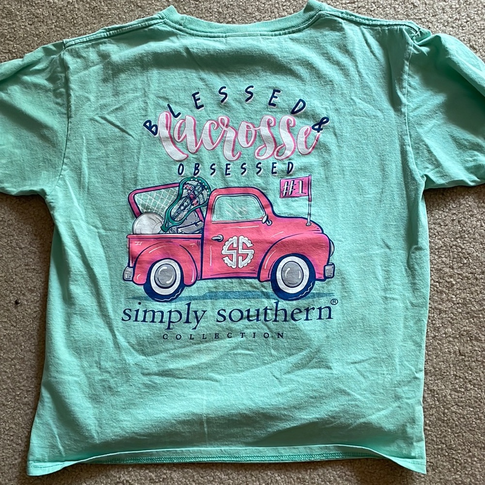 Simply southern mint green girls tee shirt (lacrosse)